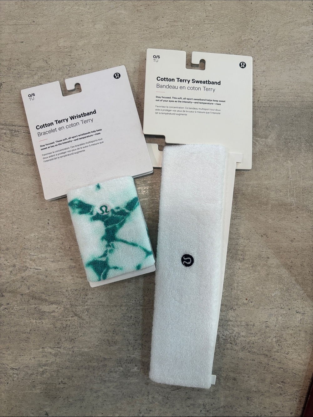 Lululemon Cotton Terry Sweatband & Wristband - White and Green Tie-Dye